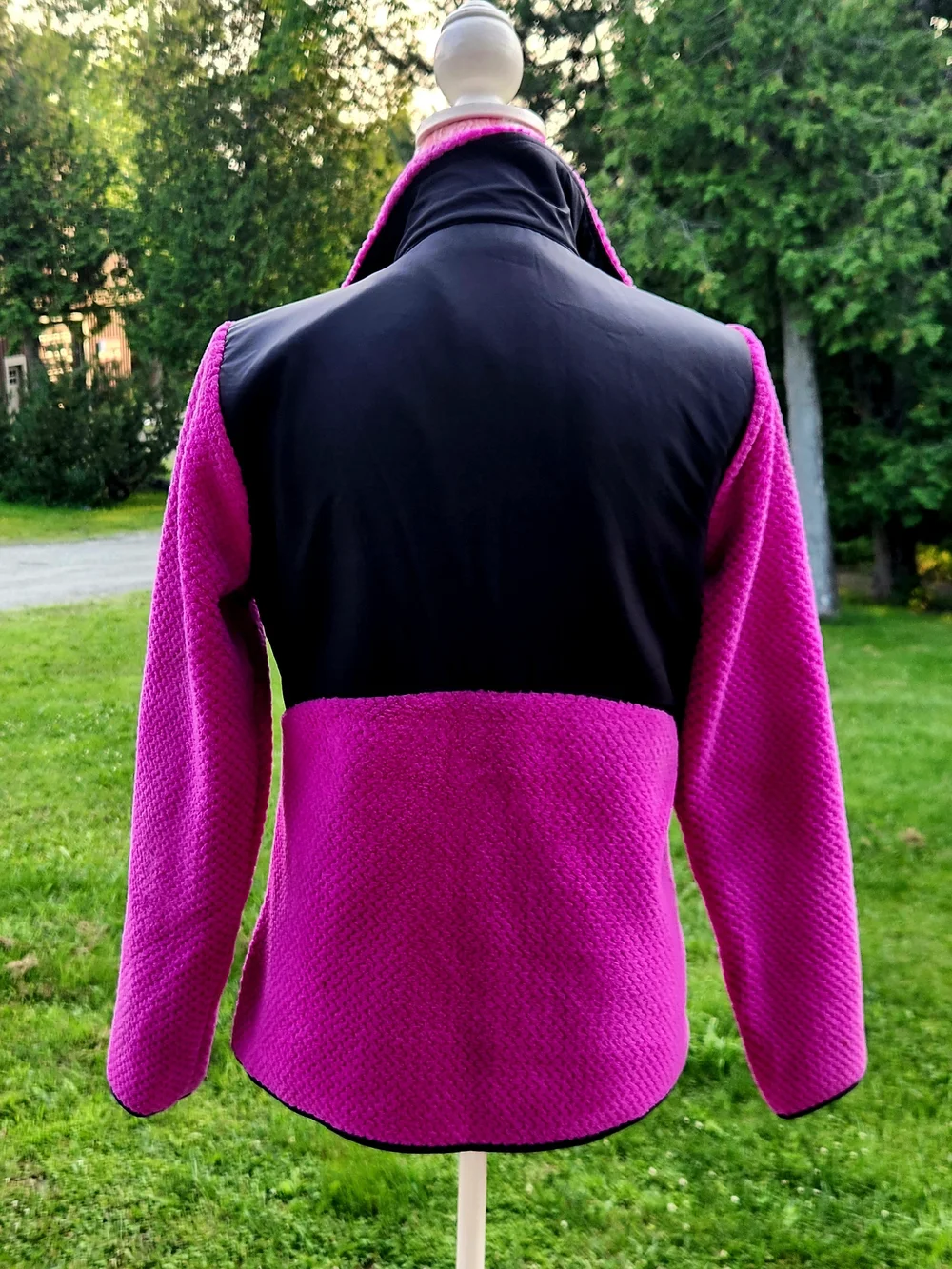 Fila Magenta and Black Teddy Fleece Jacket